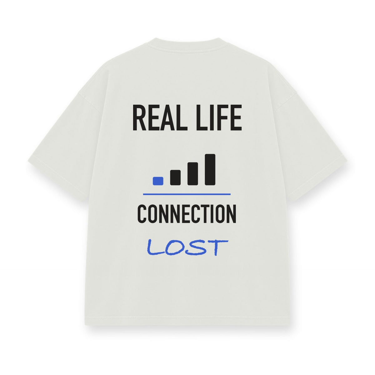Real Life Connection Lost baskılı beyaz tişört