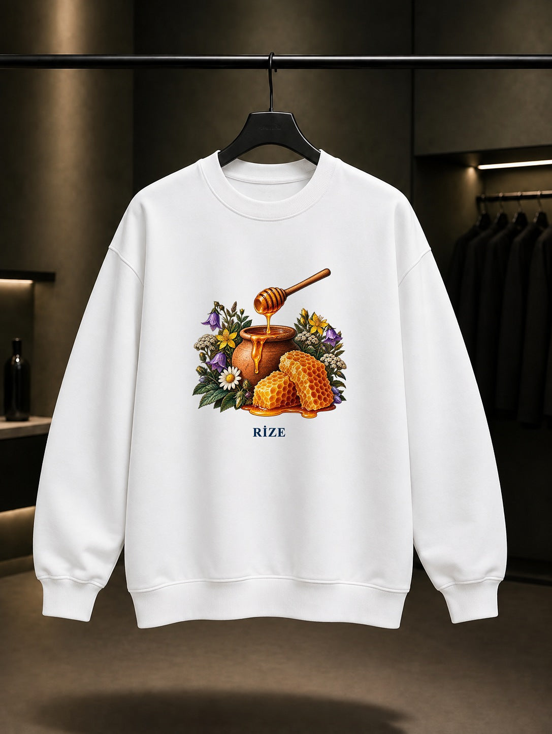 Rize Anzer Balı baskılı beyaz sweatshirt