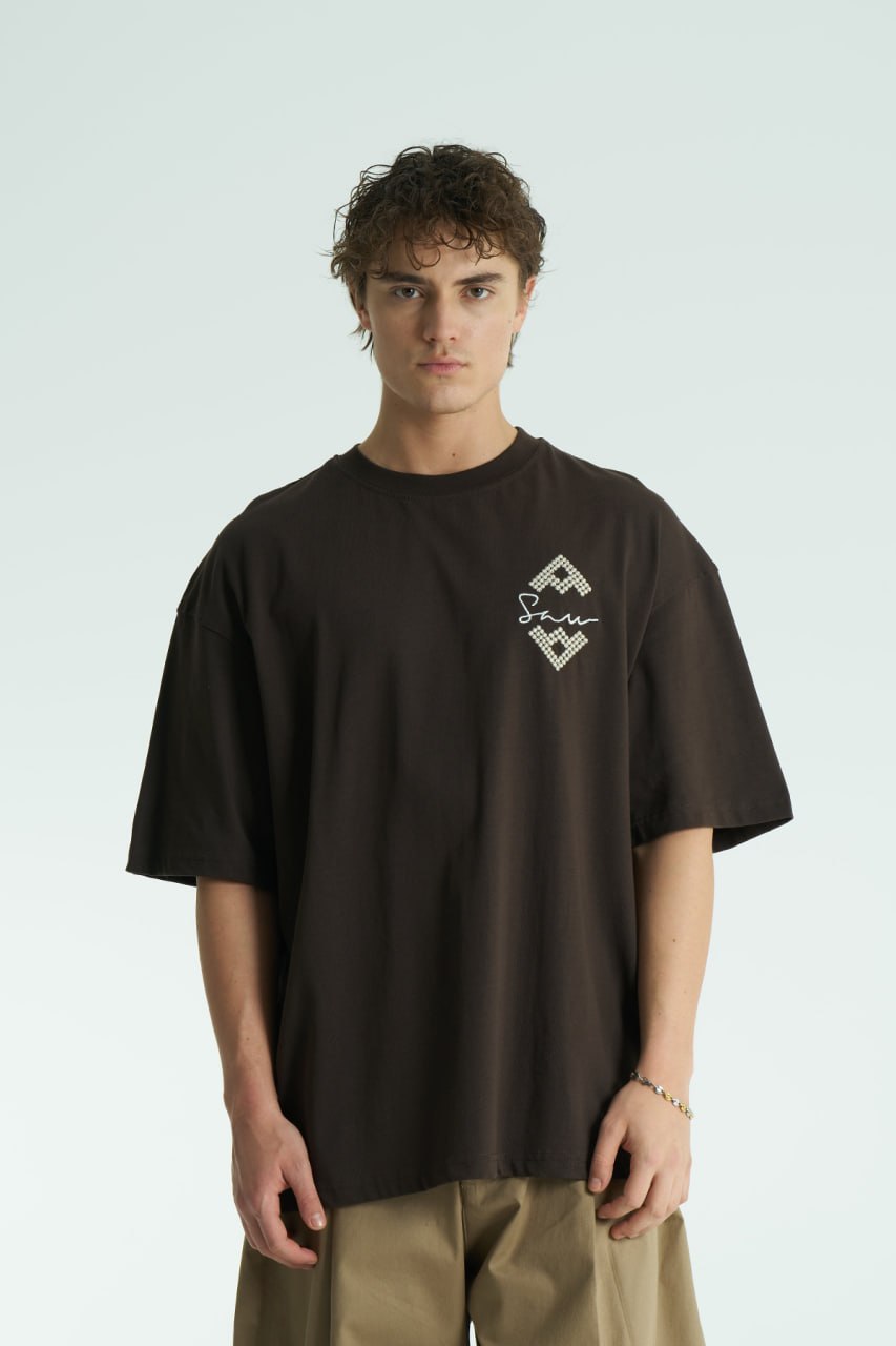 Motif Baskılı Ön Sol Logo - Sırt Baskılı Unisex %100 Pamuk Oversize T-shirt