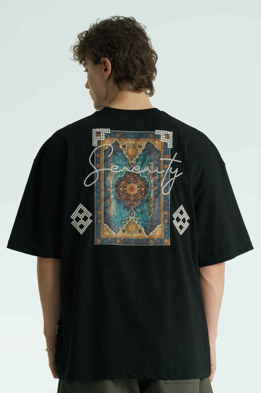 Motif Baskılı Ön Sol Logo - Sırt Baskılı Unisex %100 Pamuk Oversize T-shirt