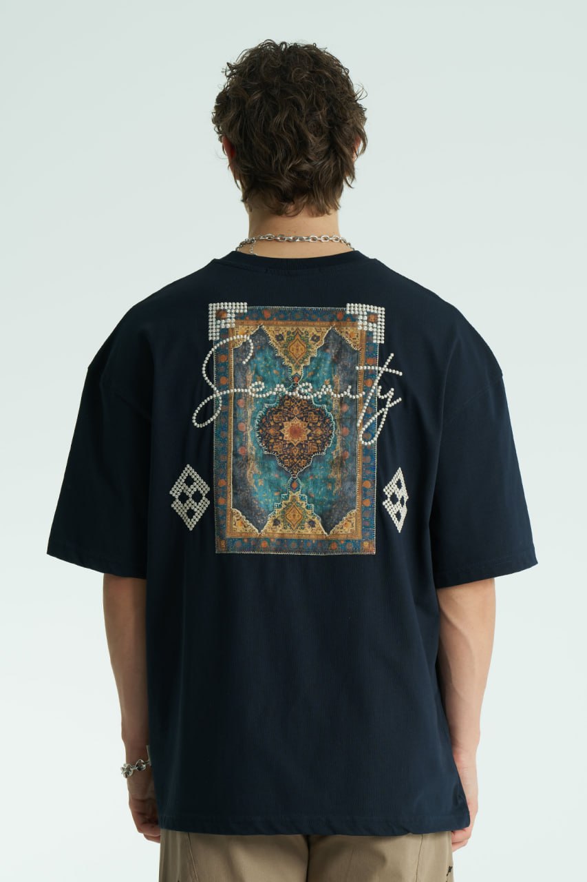Motif Baskılı Ön Sol Logo - Sırt Baskılı Unisex %100 Pamuk Oversize T-shirt