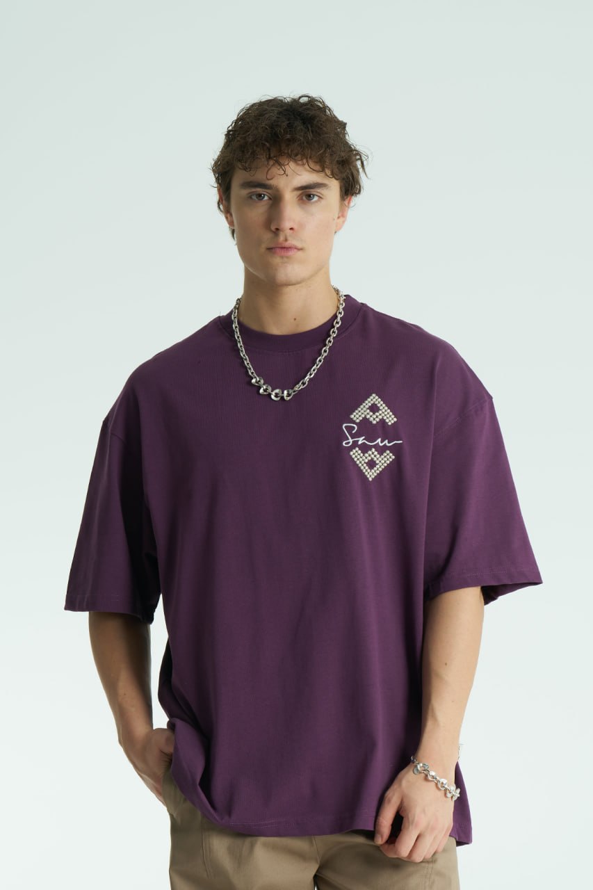 Motif Baskılı Ön Sol Logo - Sırt Baskılı Unisex %100 Pamuk Oversize T-shirt