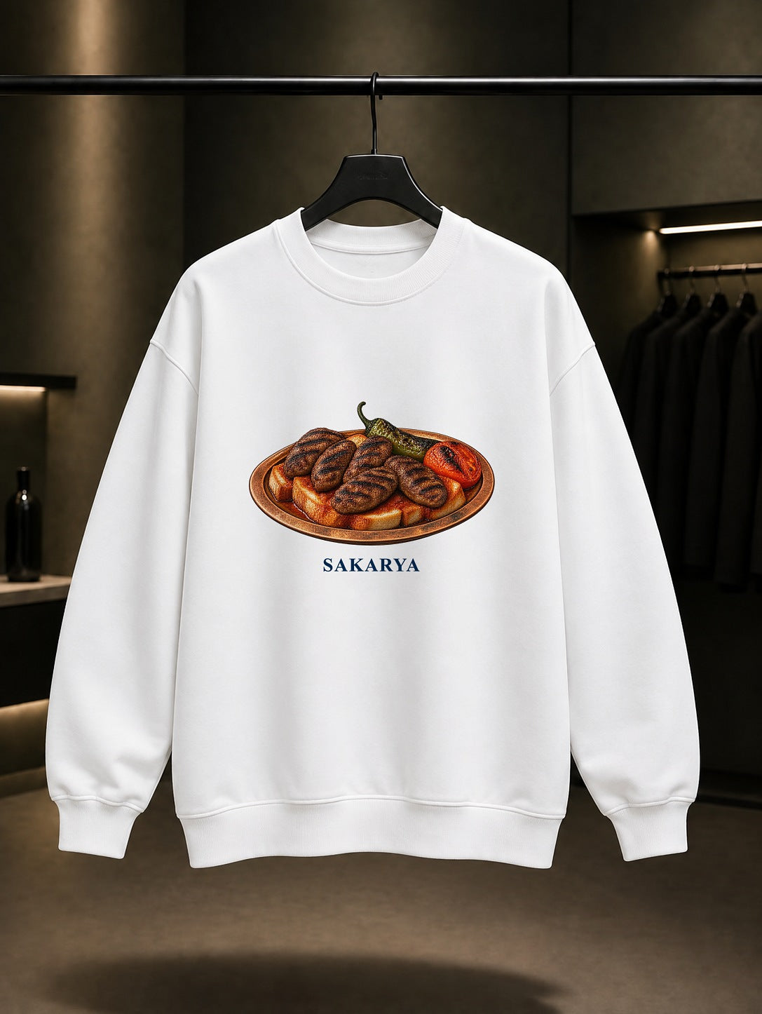 Sakarya İslama Köfte baskılı beyaz sweatshirt