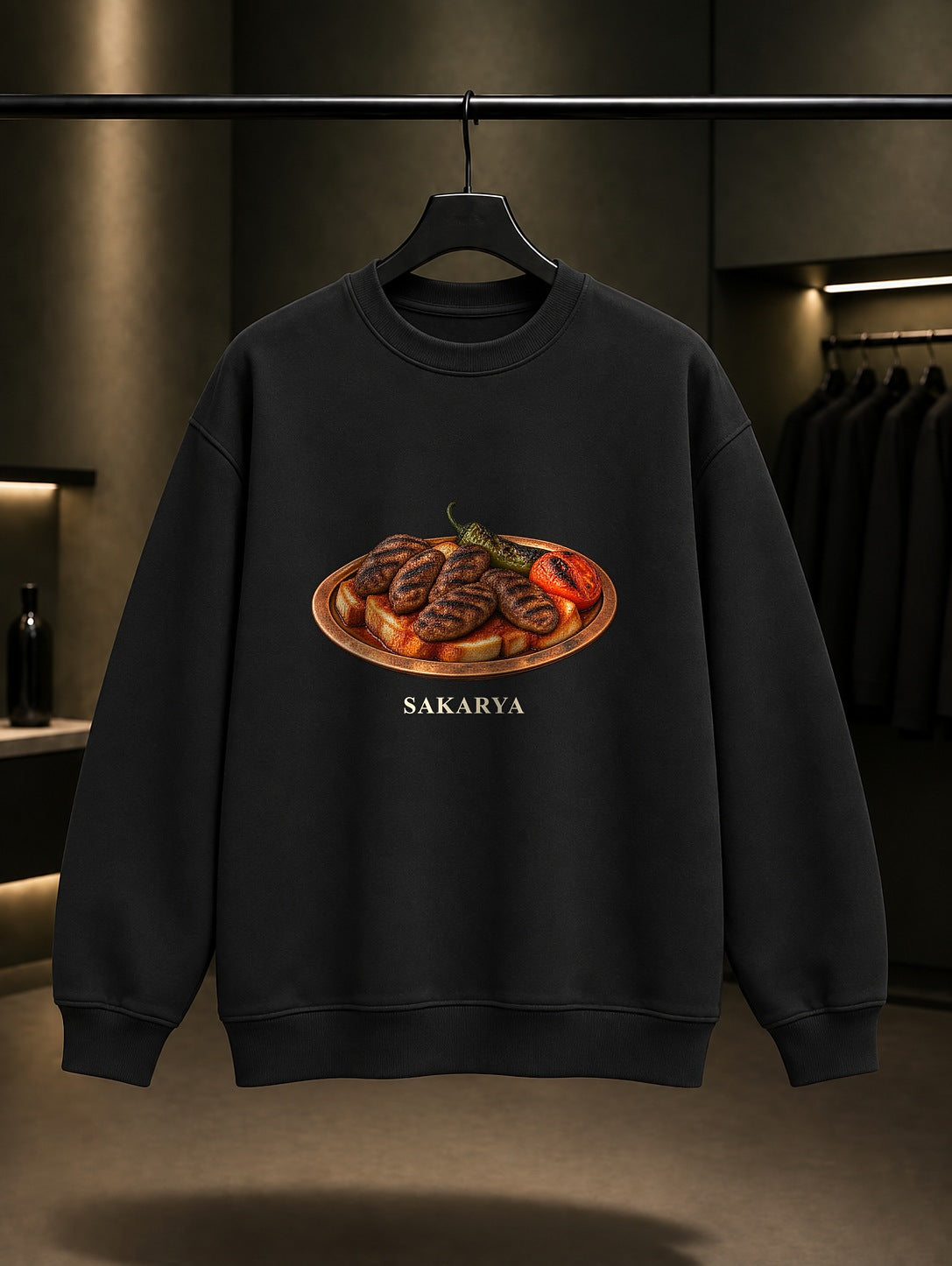 Sakarya İslama Köfte baskılı siyah sweatshirt
