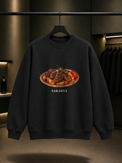 Sakarya İslama Köfte baskılı siyah sweatshirt
