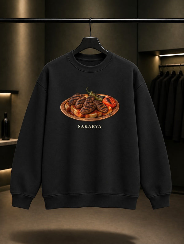 Sakarya İslama Köfte baskılı siyah sweatshirt