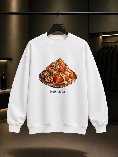 Sakarya Kabak Tatlısı baskılı beyaz sweatshirt