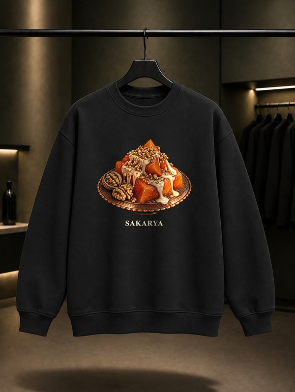 Sakarya Kabak Tatlısı baskılı siyah sweatshirt
