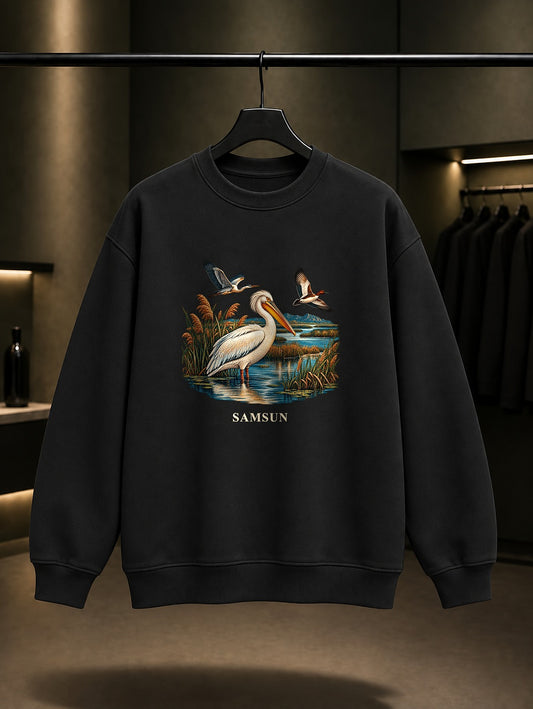 Samsun Kızılırmak Deltası baskılı siyah sweatshirt