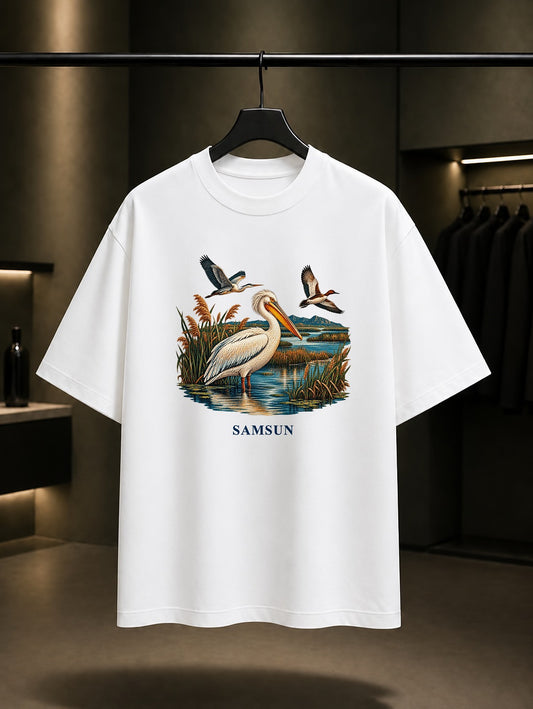 Samsun Kızılırmak Deltası baskılı beyaz t-shirt