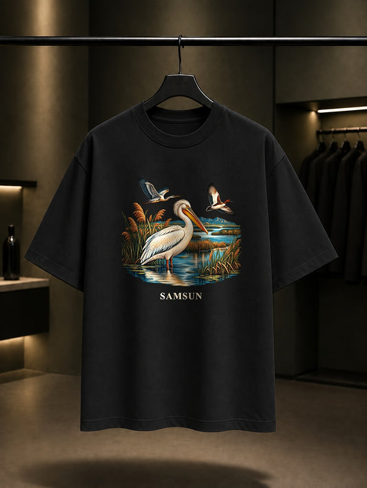 Samsun Kızılırmak Deltası baskılı siyah t-shirt