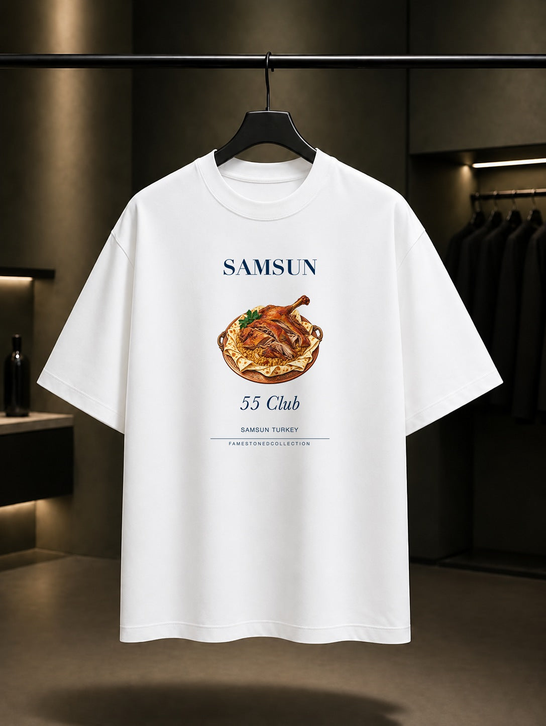 Samsun Kaz Tiridi 55 Club baskılı beyaz t-shirt