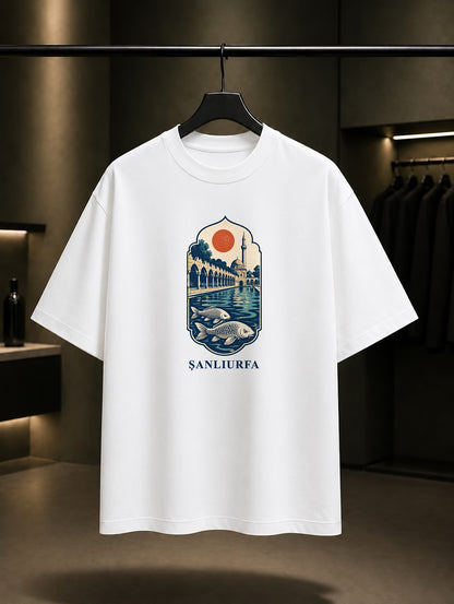Şanlıurfa Balıklıgöl baskılı beyaz t-shirt
