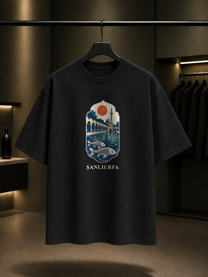 Şanlıurfa Balıklıgöl baskılı siyah t-shirt