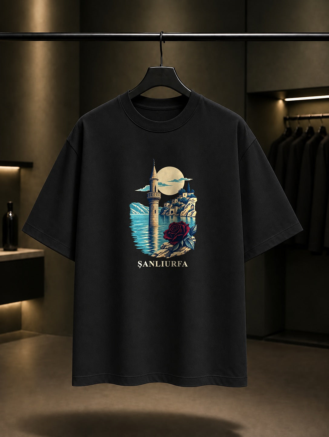 Şanlıurfa Halfeti baskılı siyah t-shirt
