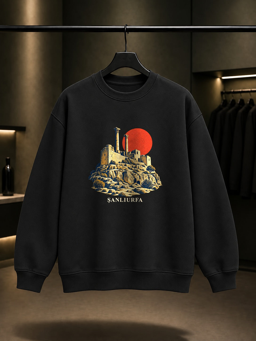 Şanlıurfa Kalesi baskılı siyah sweatshirt