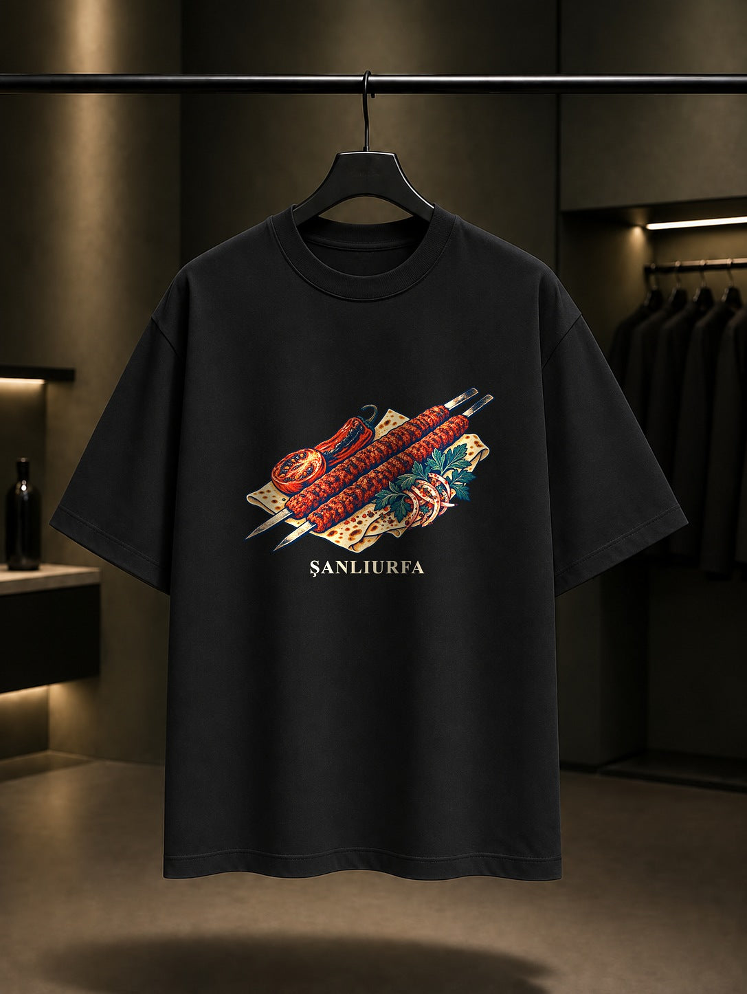 Şanlıurfa Urfa Kebabı baskılı siyah t-shirt