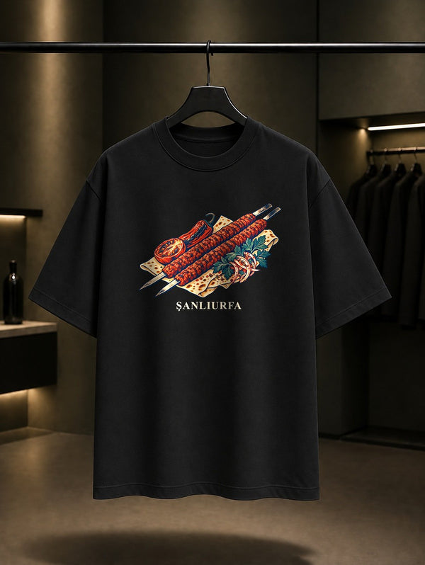 Şanlıurfa Urfa Kebabı baskılı siyah t-shirt
