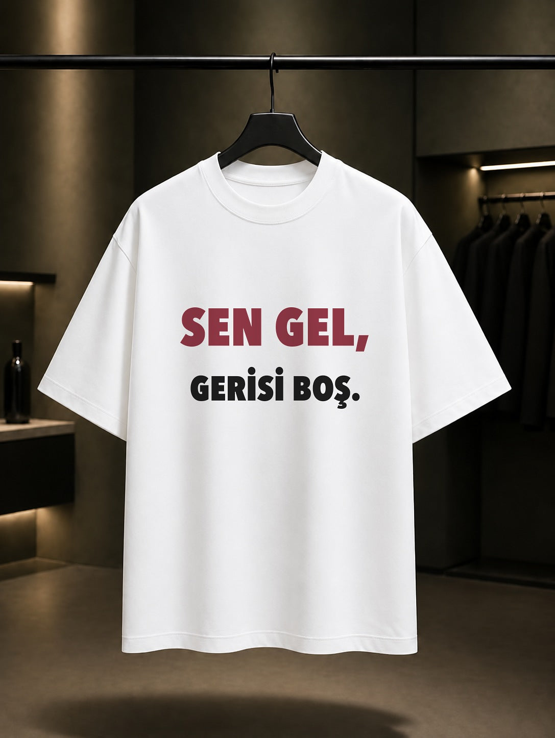 Sen Gel Gerisi Boş Baskılı Unisex %100 Pamuk T-shirt — Beyaz