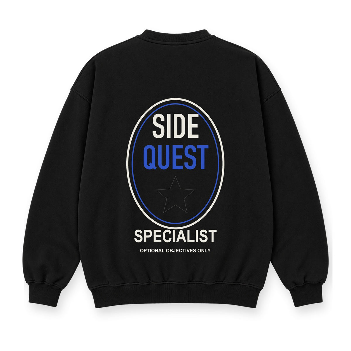 Side Quest Specialist baskılı siyah sweatshirt