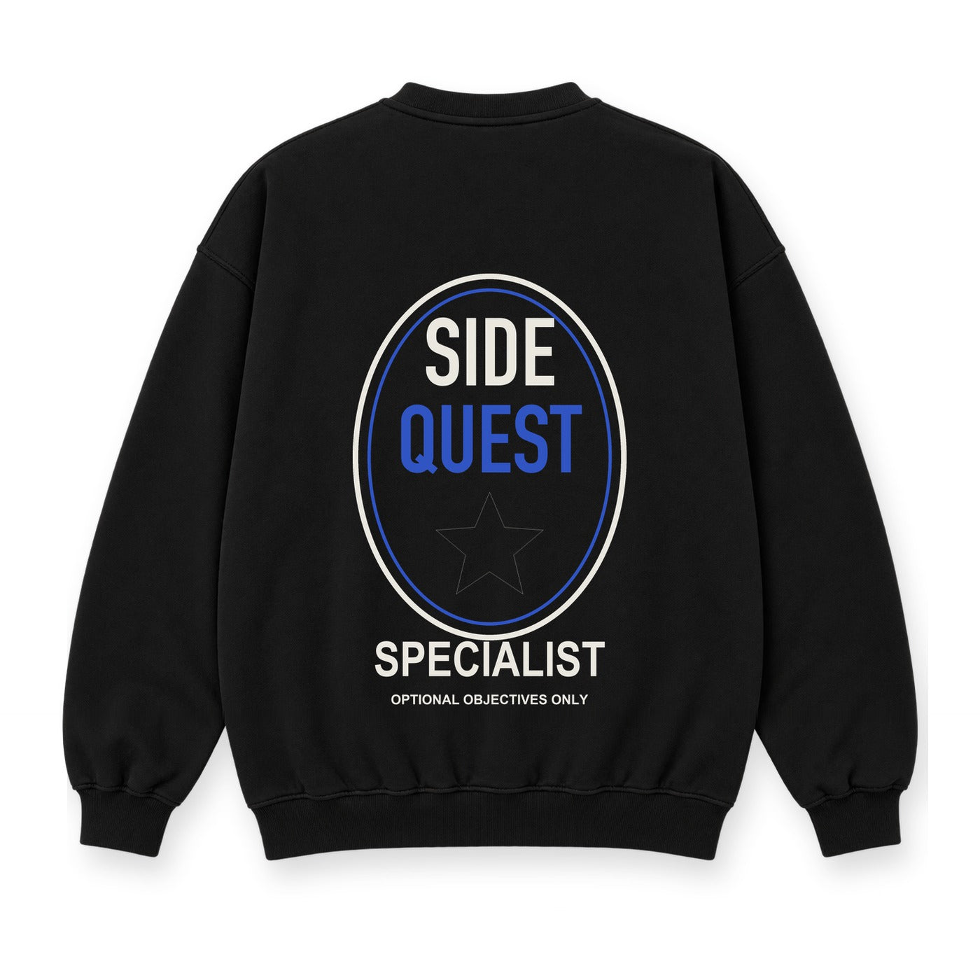 Side Quest Specialist baskılı siyah sweatshirt