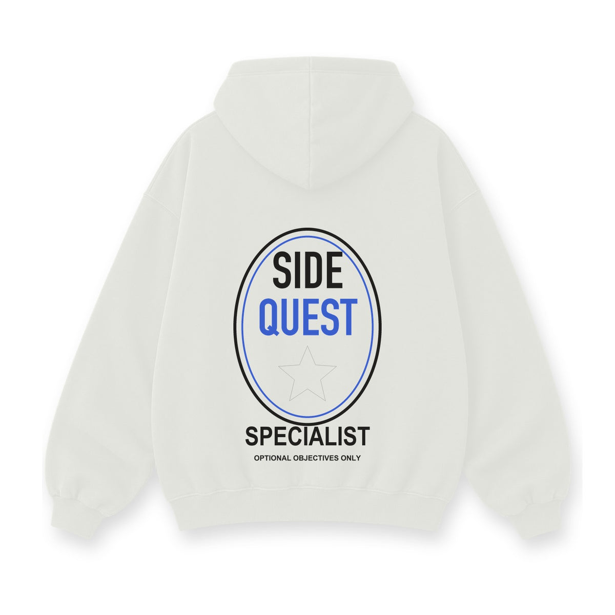 Side Quest Specialist baskılı beyaz kapüşonlu sweatshirt