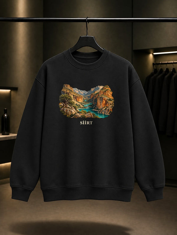 Siirt Botan Vadisi baskılı siyah sweatshirt
