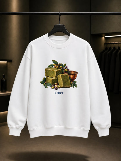Siirt Bittim Sabunu baskılı beyaz sweatshirt