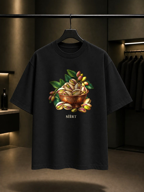 Siirt Fıstığı baskılı siyah t-shirt