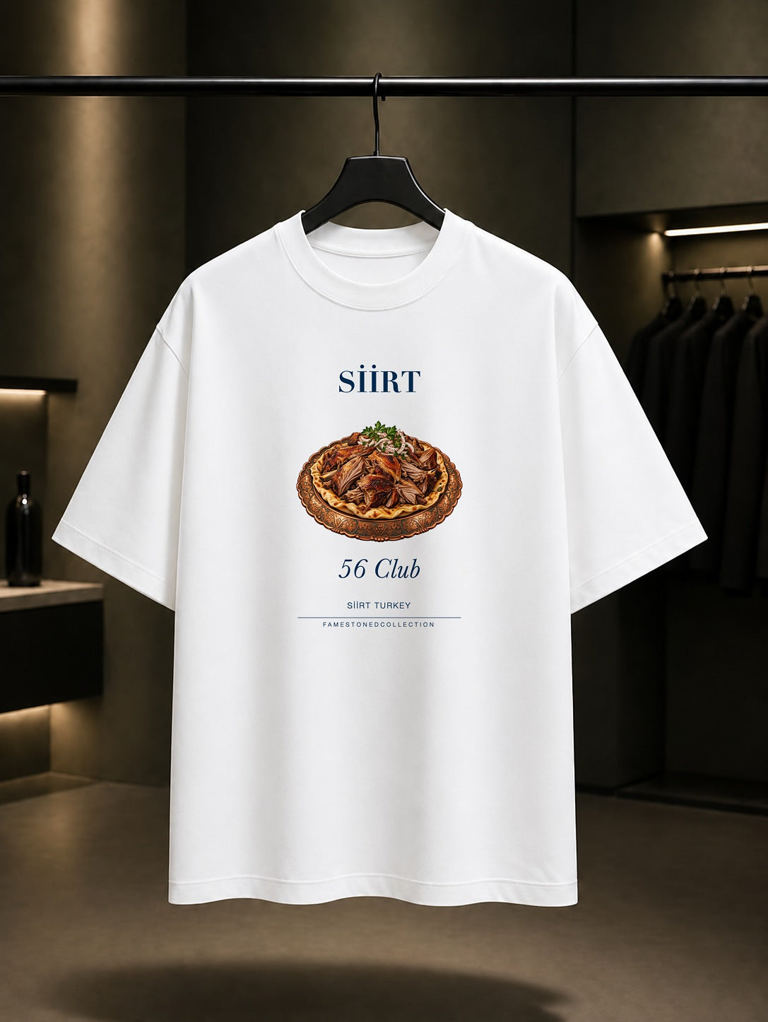 Siirt Büryan Kebabı 56 Club baskılı beyaz t-shirt