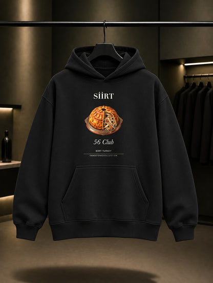 Siirt Perde Pilavı 56 Club baskılı siyah kapüşonlu sweatshirt
