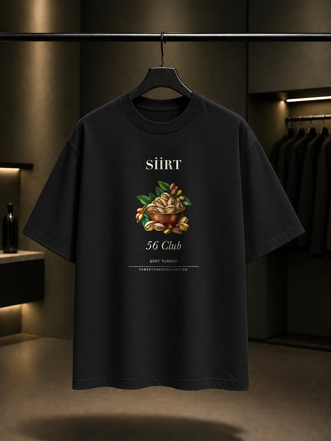 Siirt Fıstığı 56 Club baskılı siyah t-shirt