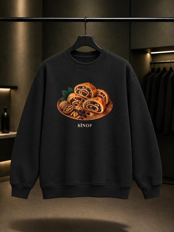 Sinop Nokulu baskılı siyah sweatshirt