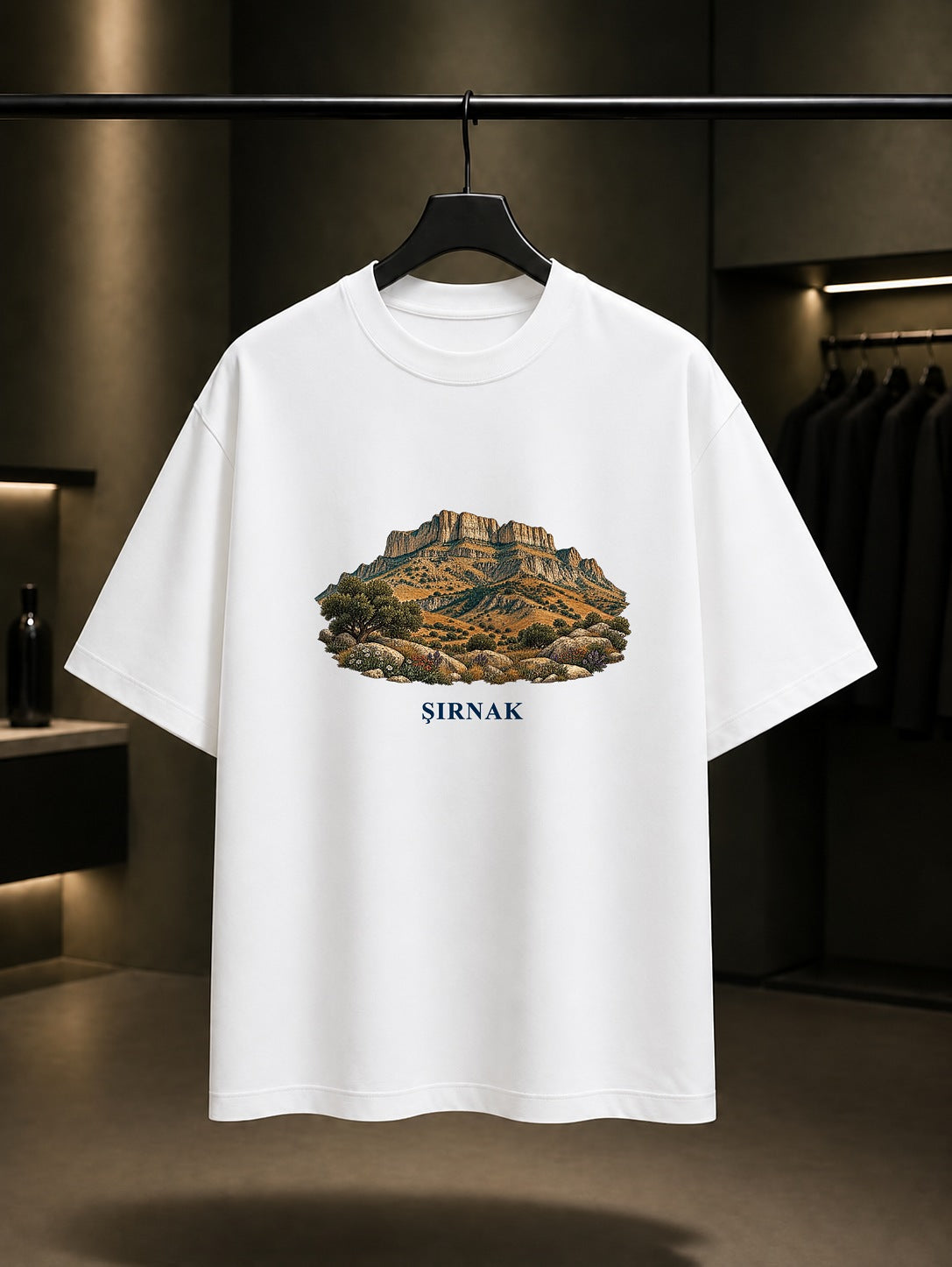 Şırnak Cudi Dağı baskılı beyaz t-shirt