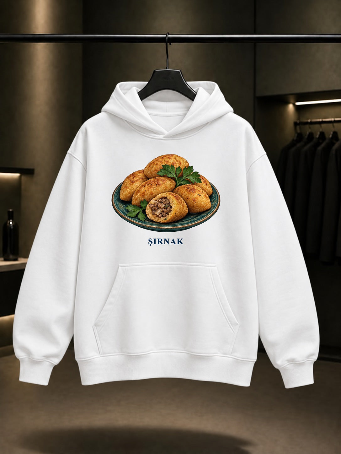 Şırnak Kutlik baskılı beyaz kapüşonlu sweatshirt