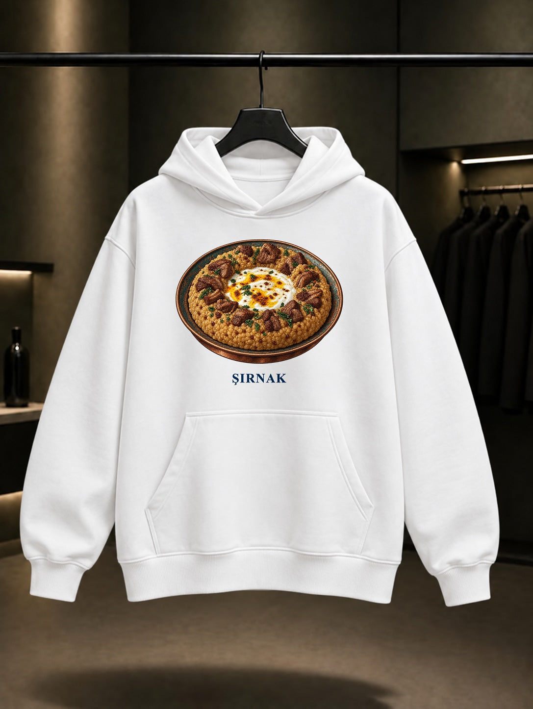 Şırnak Serbidev baskılı beyaz kapüşonlu sweatshirt