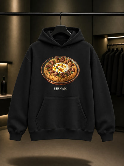 Şırnak Serbidev baskılı siyah kapüşonlu sweatshirt