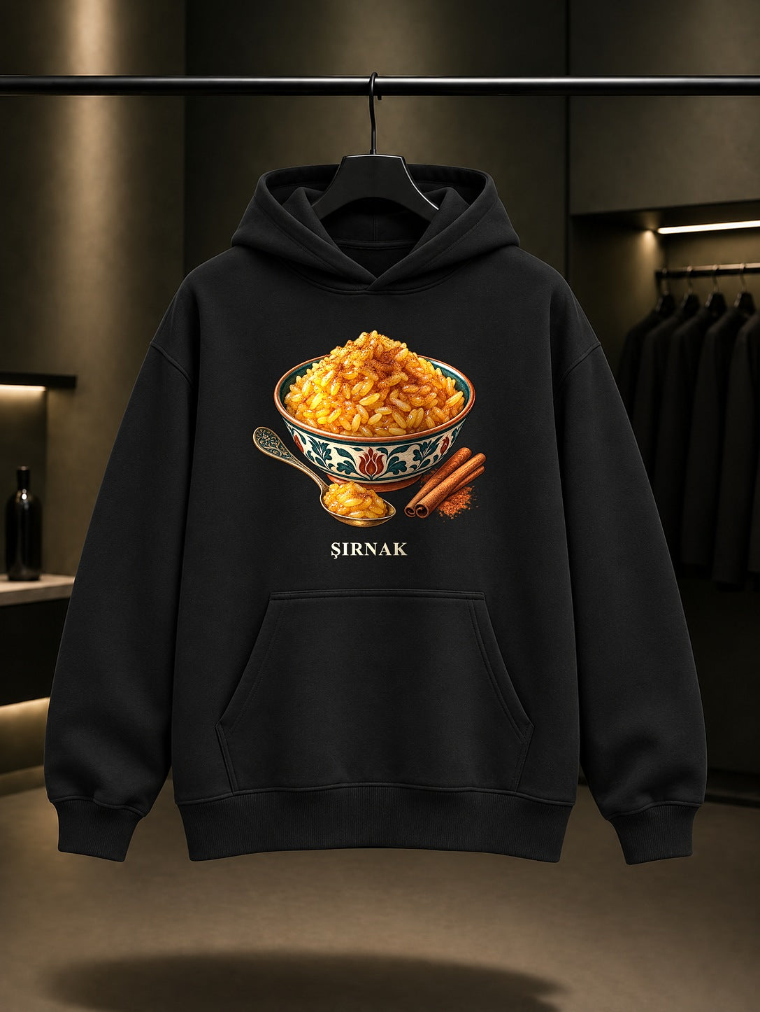 Şırnak Birinzer baskılı siyah kapüşonlu sweatshirt