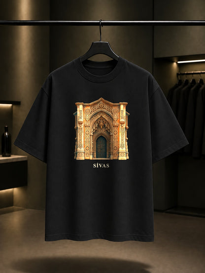 Sivas Divriği Taçkapı baskılı siyah t-shirt