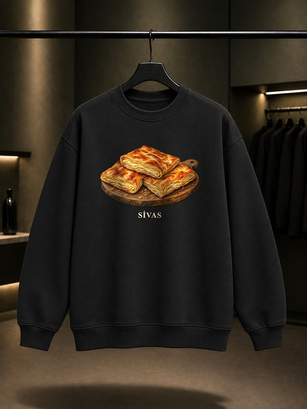 Sivas Katmeri baskılı siyah sweatshirt