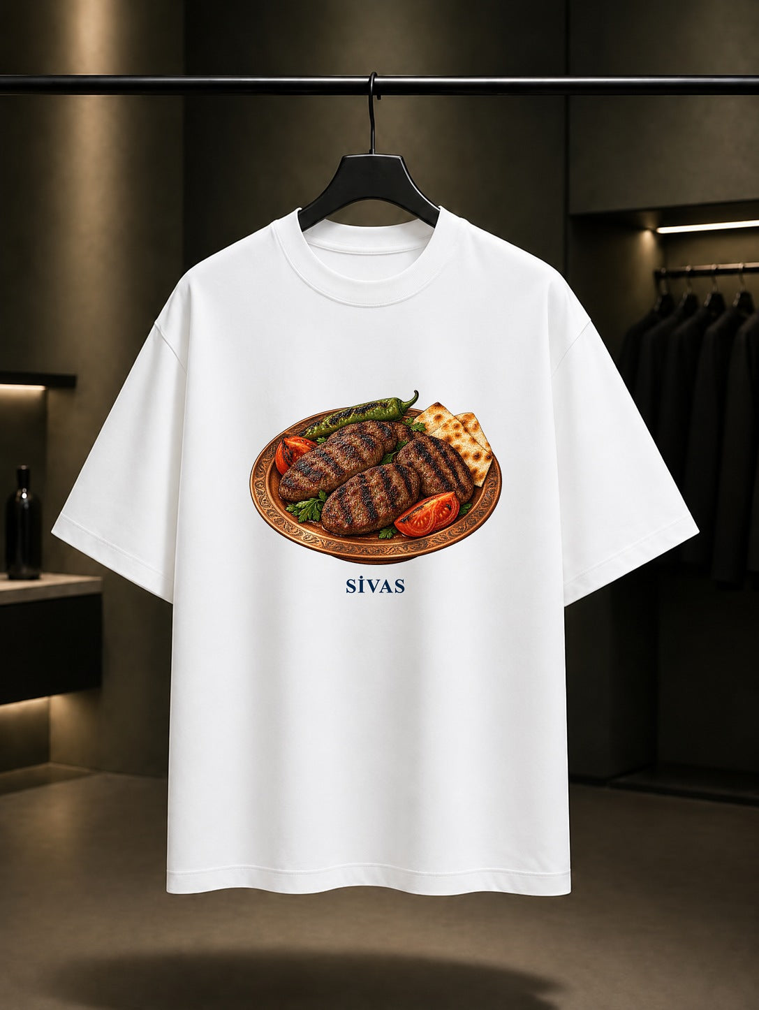 Sivas Köftesi baskılı beyaz t-shirt