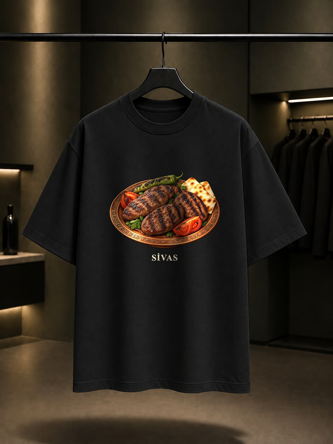 Sivas Köftesi baskılı siyah t-shirt