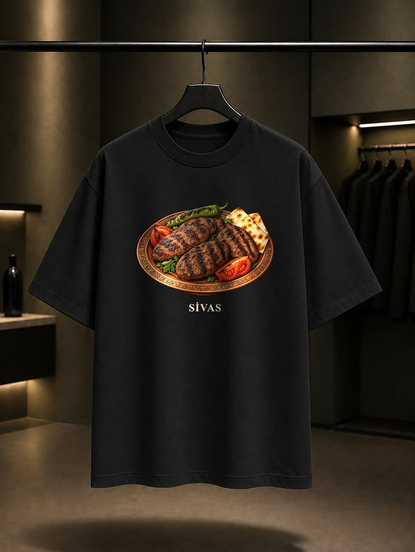 Sivas Köftesi baskılı siyah t-shirt