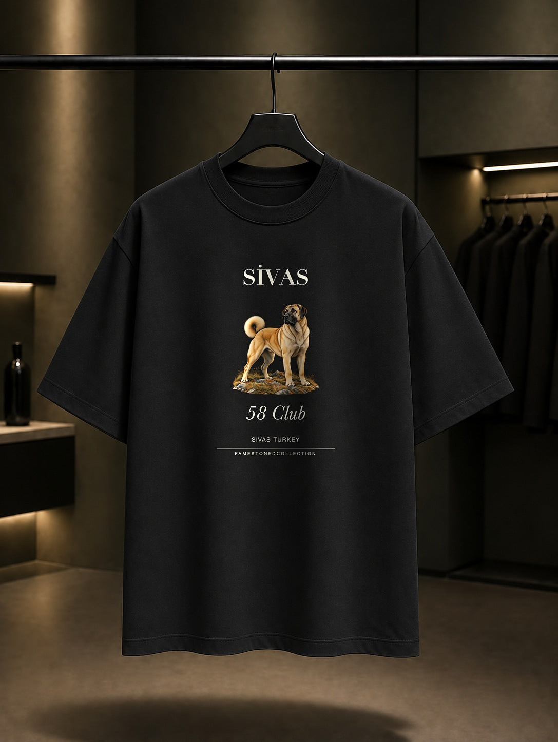 Sivas Kangal Köpeği 58 Club baskılı siyah t-shirt