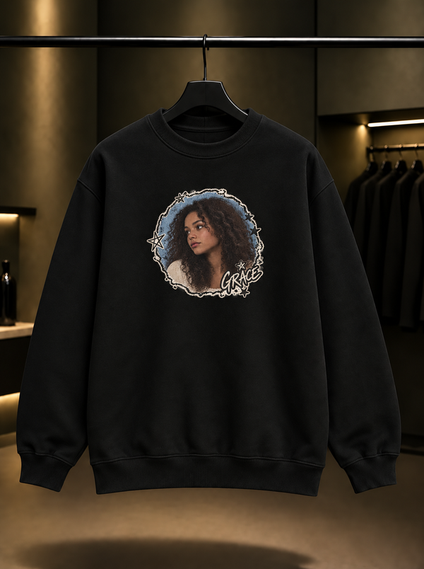 Skins Grace — Facing Portraits Sweatshirt — Siyah