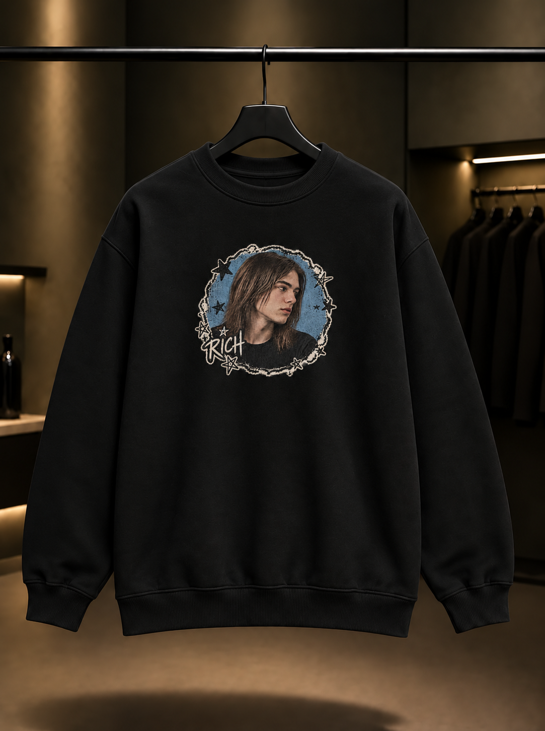 Skins Rich — Facing Portraits Sweatshirt — Siyah