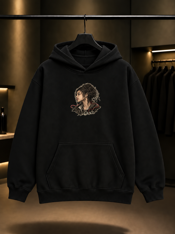 Skins Grace — Red Thread Kapüşonlu Sweatshirt — Siyah