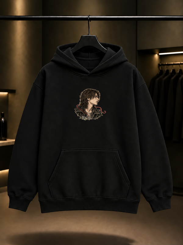Skins Rich — Red Thread Kapüşonlu Sweatshirt — Siyah