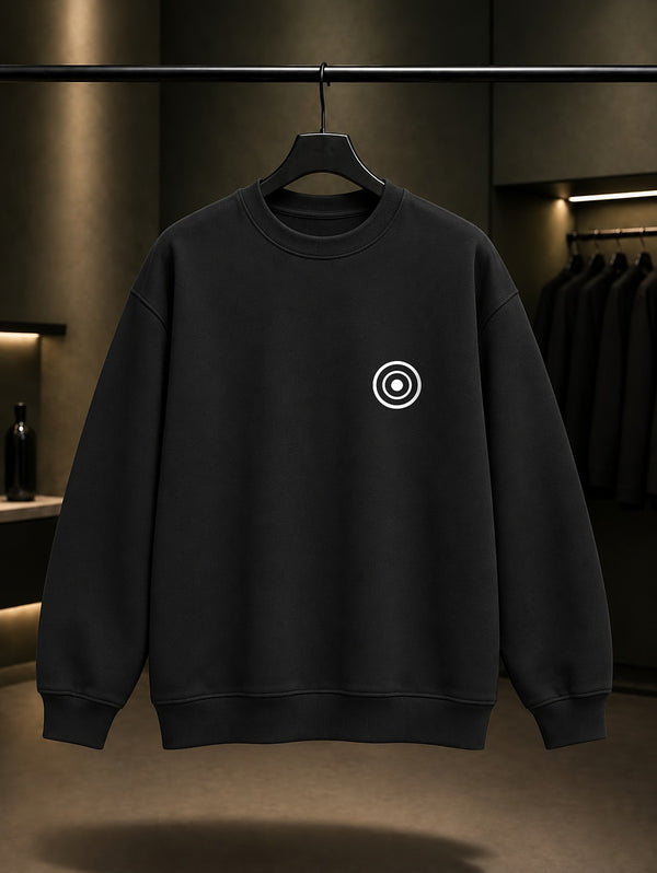 Nazar Minimal Baskılı Unisex %100 Pamuk Sweatshirt — Siyah