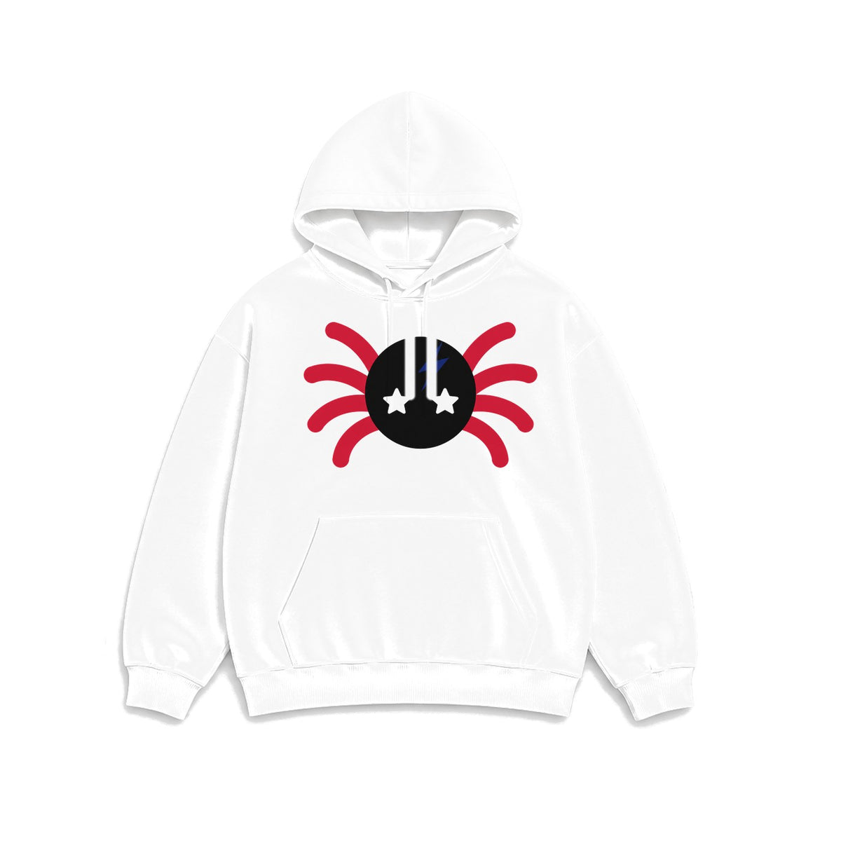 Yıldız Gözlü Örümcek baskılı beyaz kapüşonlu sweatshirt